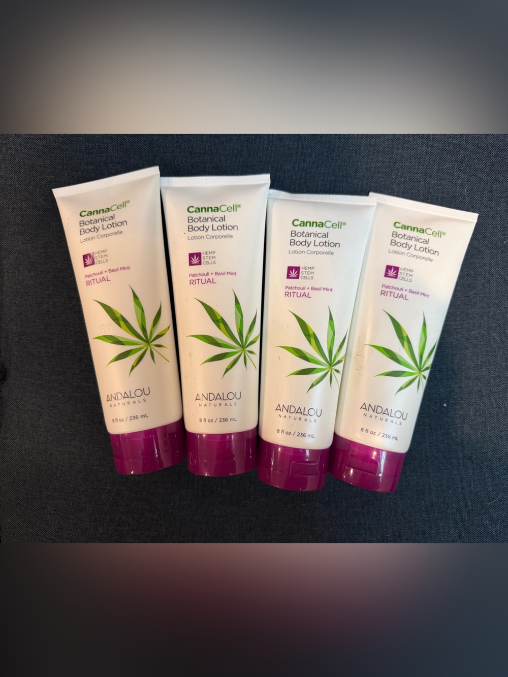 4xAndalou Naturals Cannacell Botanical Body Lotion Patchouli and Basil Mint 8oz
